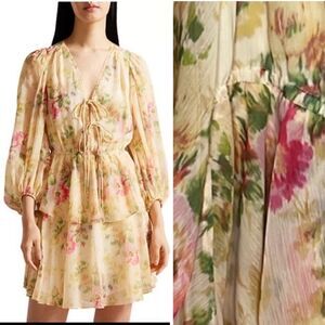 NWT Ted Baker Tamziiy V Neck Tie Front Mini Dress Ted Size 4/ US 12